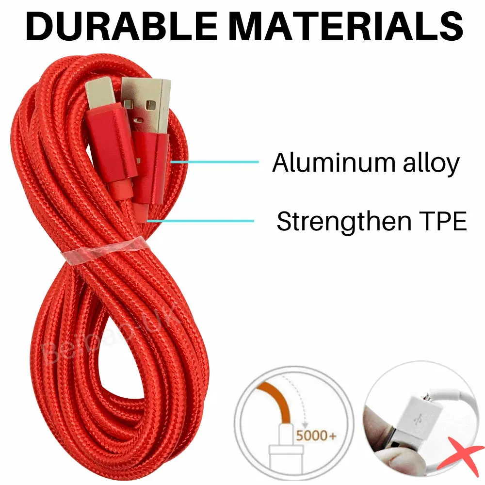 10Ft Braided USB Charger Cable Compatible for Iphone