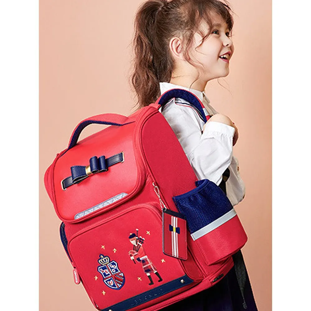 15.5inch, Red Bow London Theme Ergonomic School Backpack for Kids