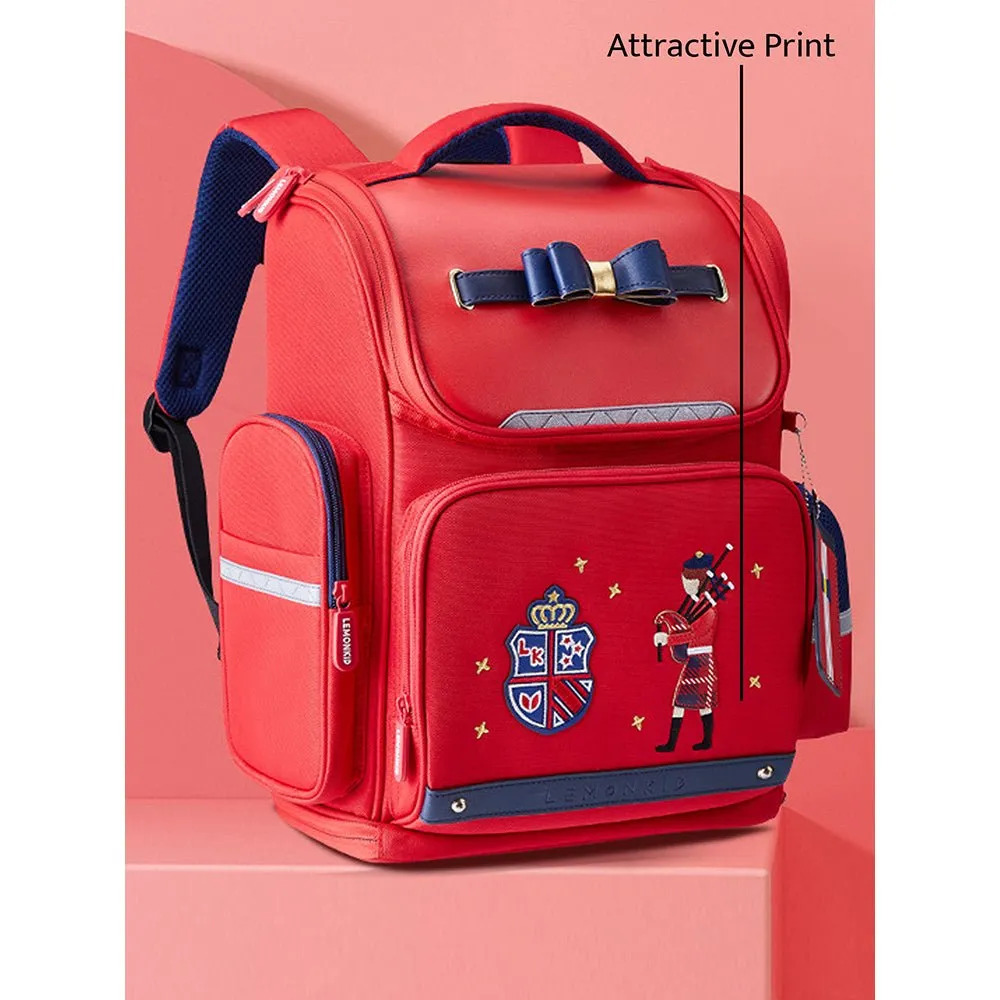 15.5inch, Red Bow London Theme Ergonomic School Backpack for Kids