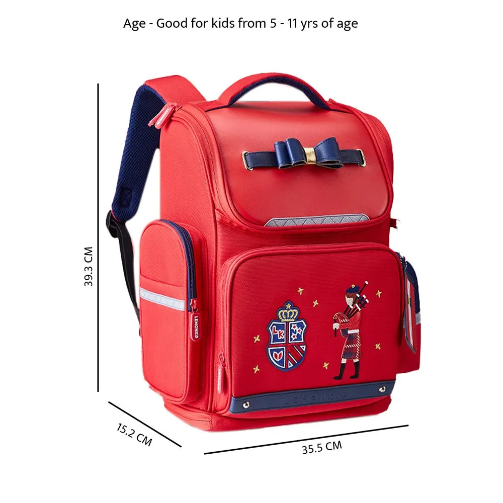 15.5inch, Red Bow London Theme Ergonomic School Backpack for Kids