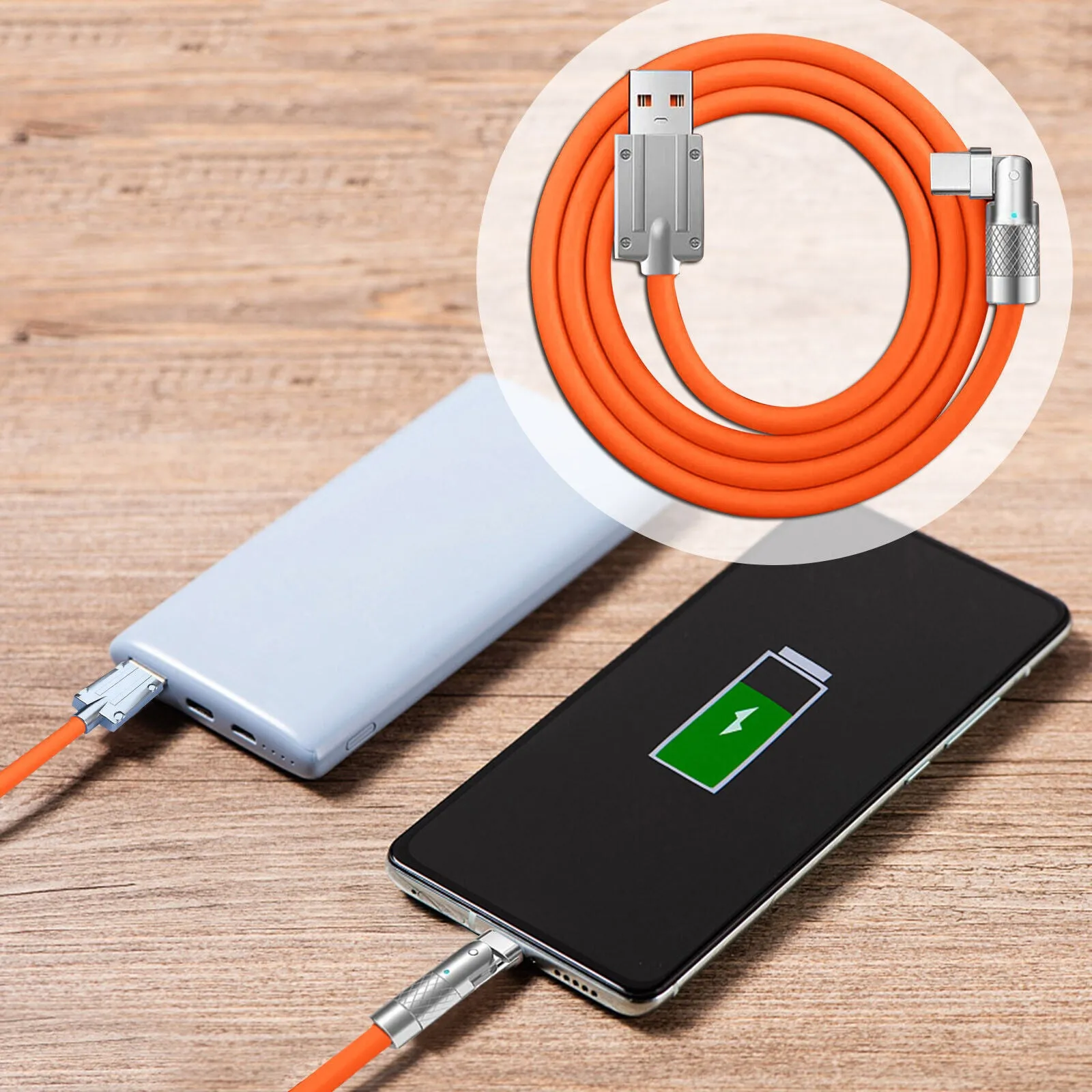 180cm  180¡ã Rotating 120W Fast Charge Cable-Type-C Orange