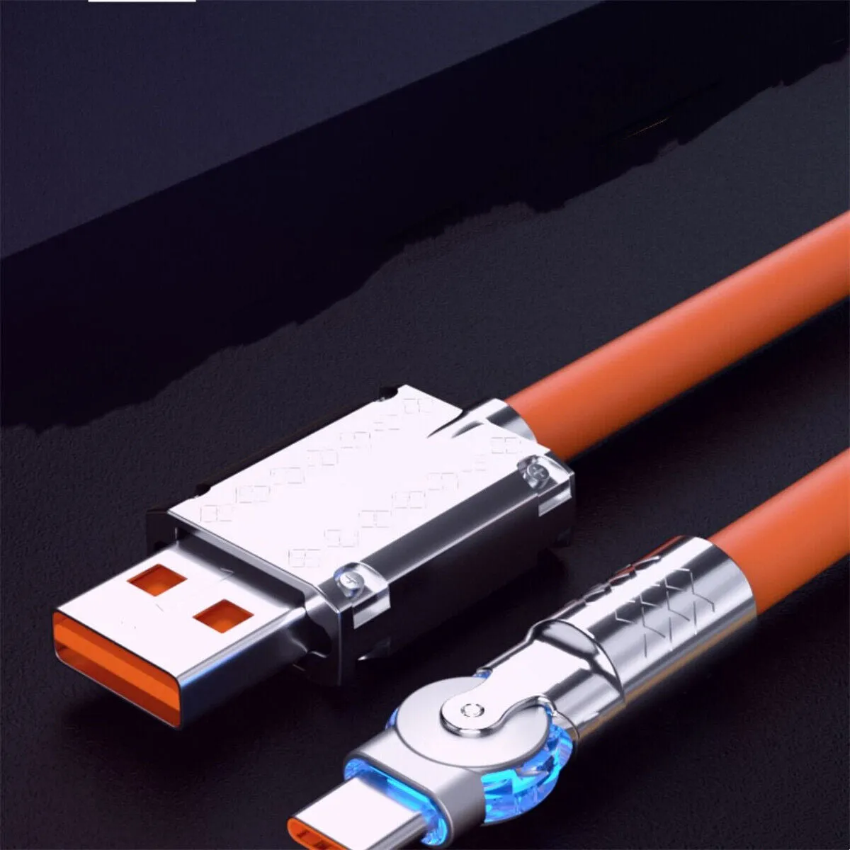 180cm  180¡ã Rotating 120W Fast Charge Cable-Type-C Orange