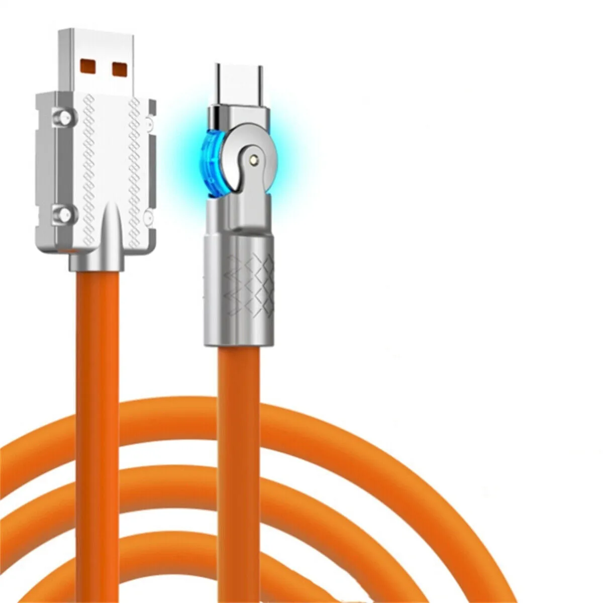 180cm  180¡ã Rotating 120W Fast Charge Cable-Type-C Orange