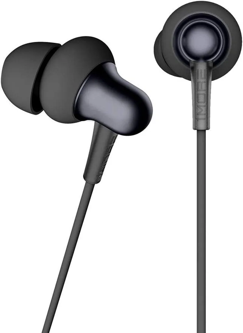 1More Stylish Dual-Dynamic Driver In-Ear Headphones Comfortable Lightweight Earphones with 4 Fashion Colors, Noise Isolation, MEMS Mic and In-Line Remote Controls for Smartphones/Pc/Tablet - Black