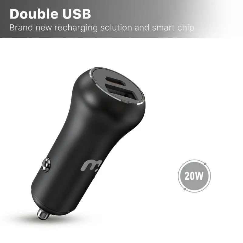 2-in-1 Dual Port Fast Charging Car Charger with 6FT Lightning Cable