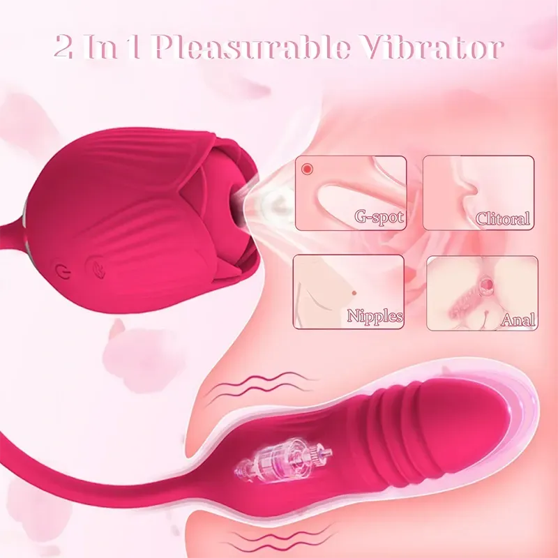 2 in 1 Floral Fantasy Clitoral Suction Rose Vibrator