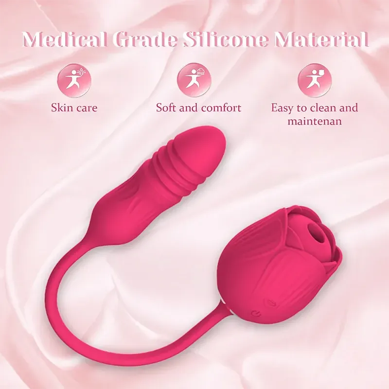 2 in 1 Floral Fantasy Clitoral Suction Rose Vibrator