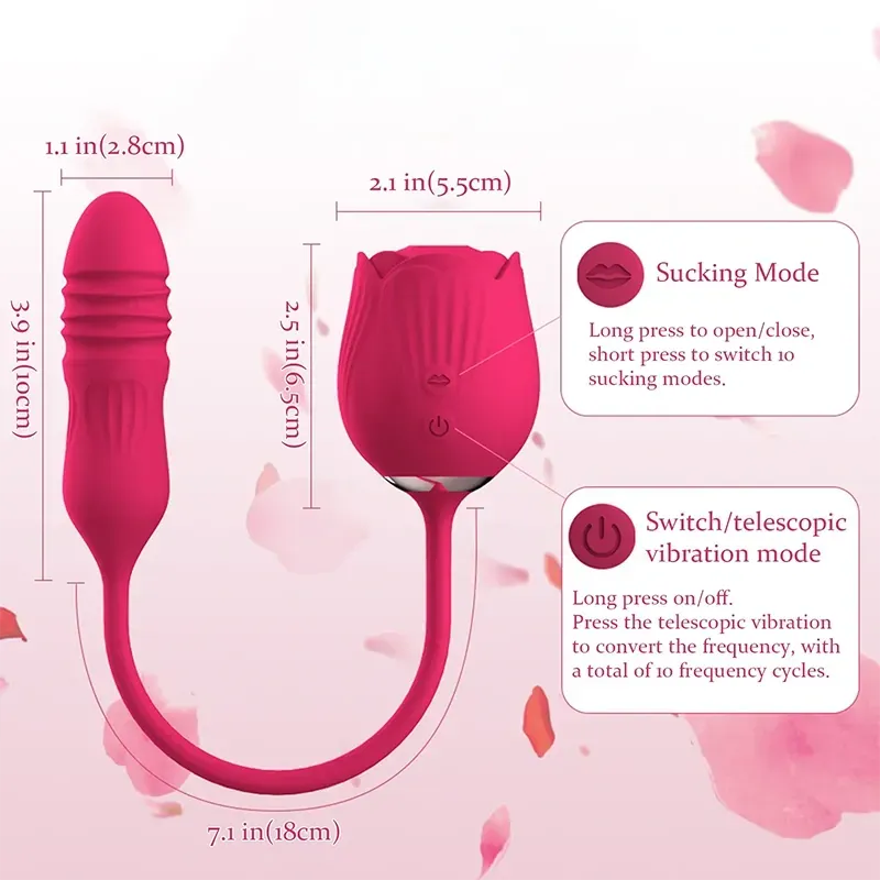 2 in 1 Floral Fantasy Clitoral Suction Rose Vibrator