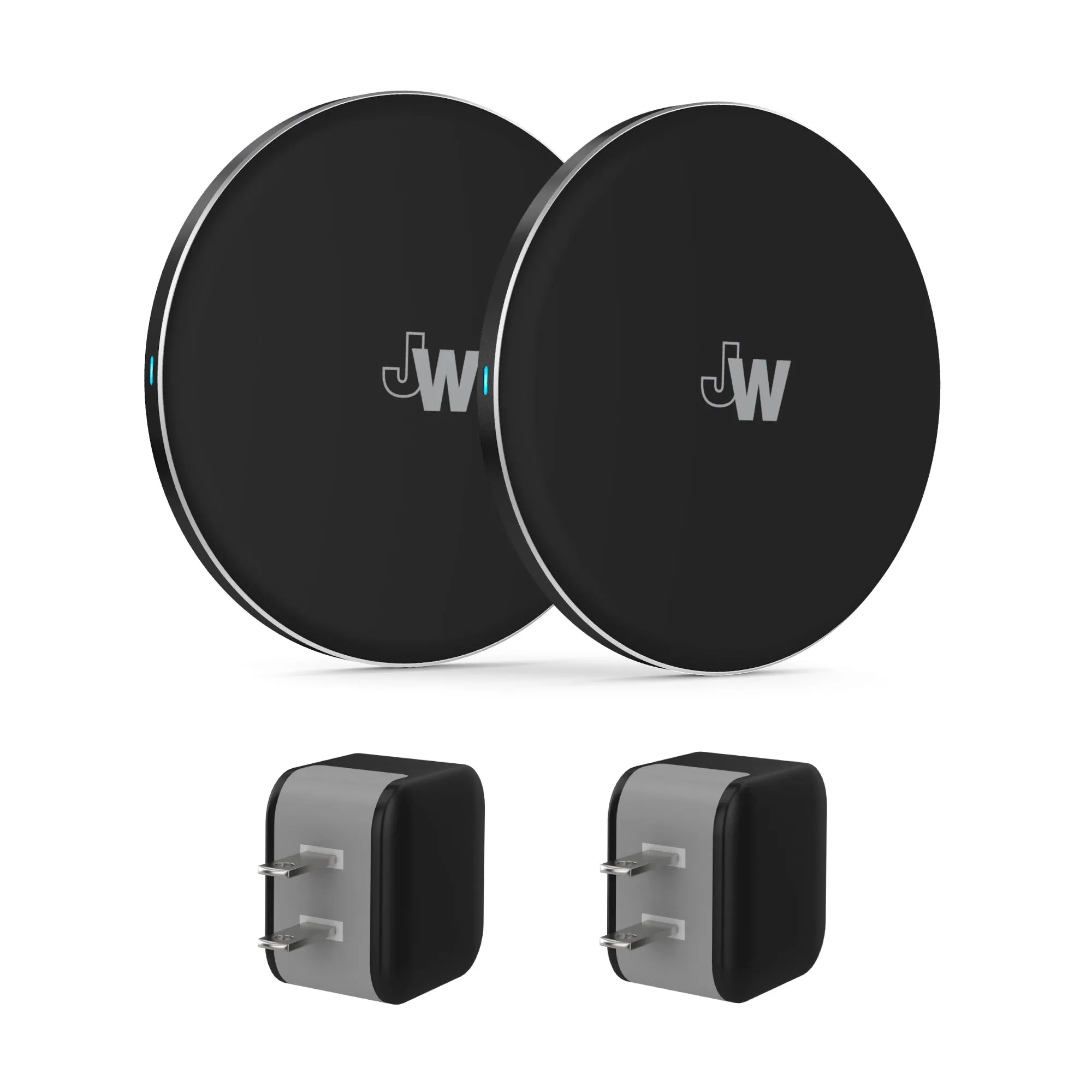 2pk 5W Qi Wireless Charging Pads (with Wall Adapters) - Black