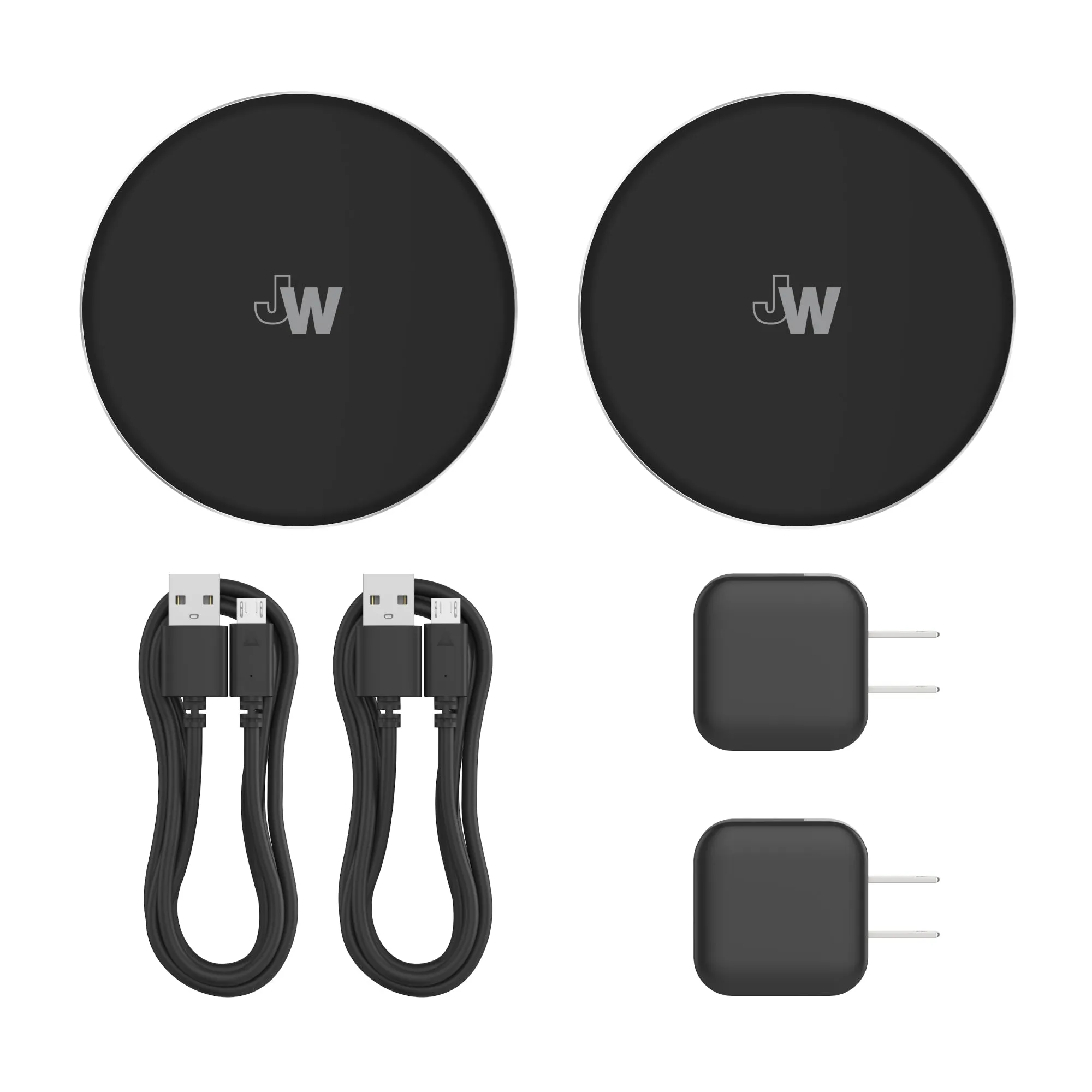 2pk 5W Qi Wireless Charging Pads (with Wall Adapters) - Black