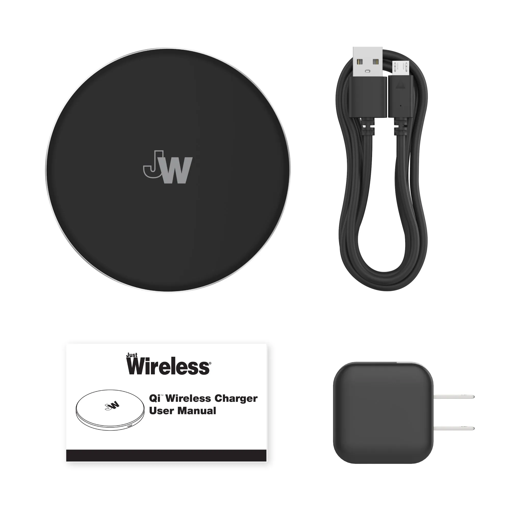 2pk 5W Qi Wireless Charging Pads (with Wall Adapters) - Black