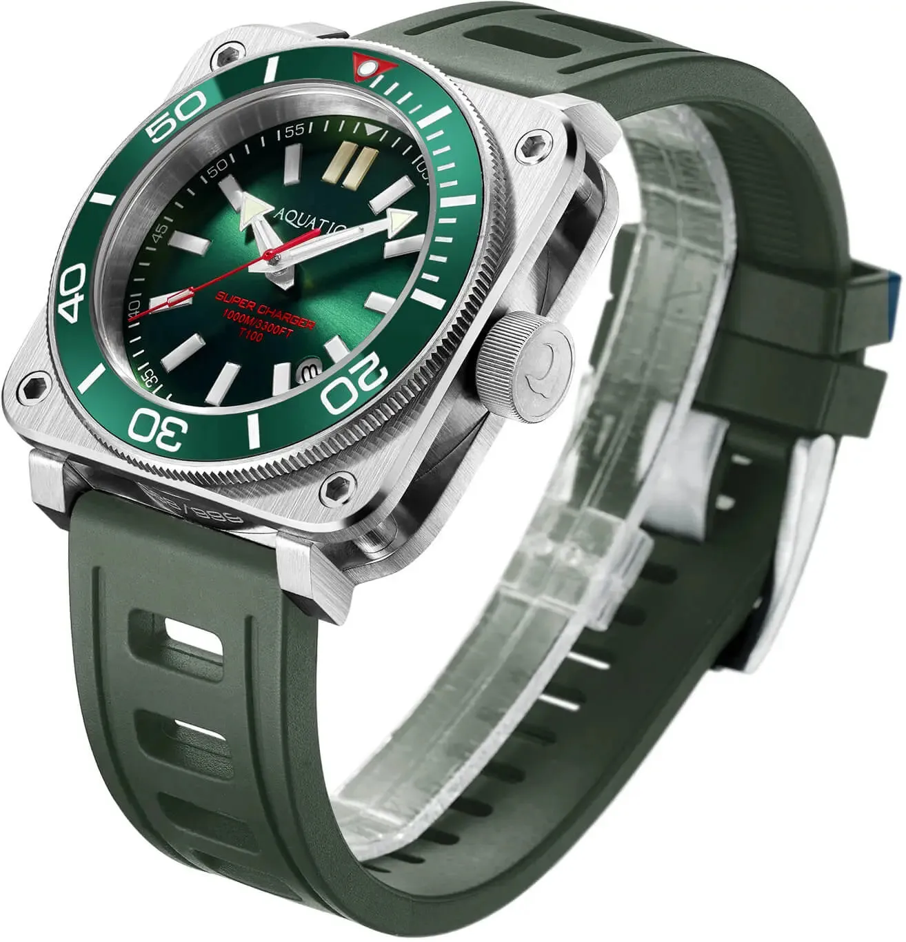 Aquatico Steel Man Green Dial Ceramic Bezel Watch (SWISS MADE Sellita sw200-1)