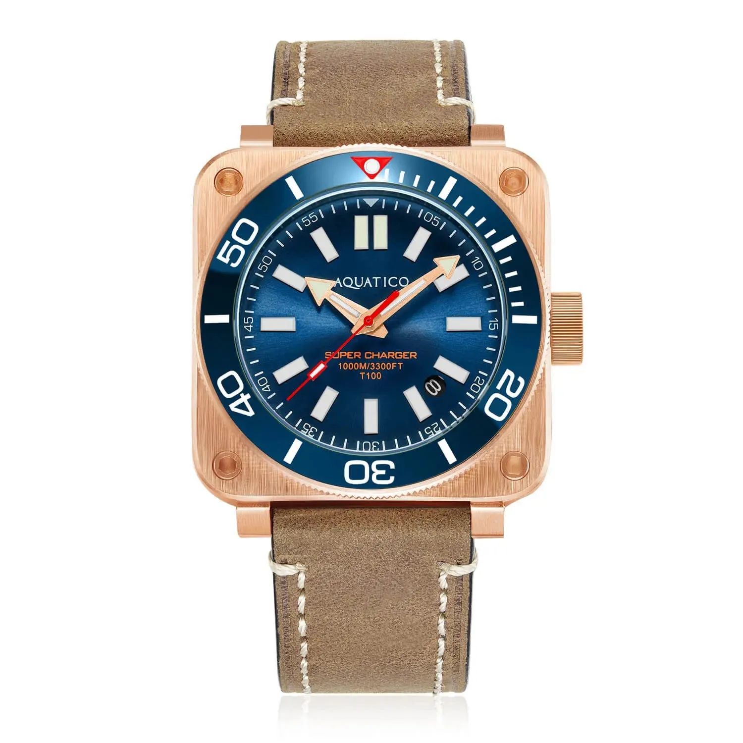 Aquatico Super Charger Bronze Blue Dial Watch (SWISS MADE Sellita sw200-1)