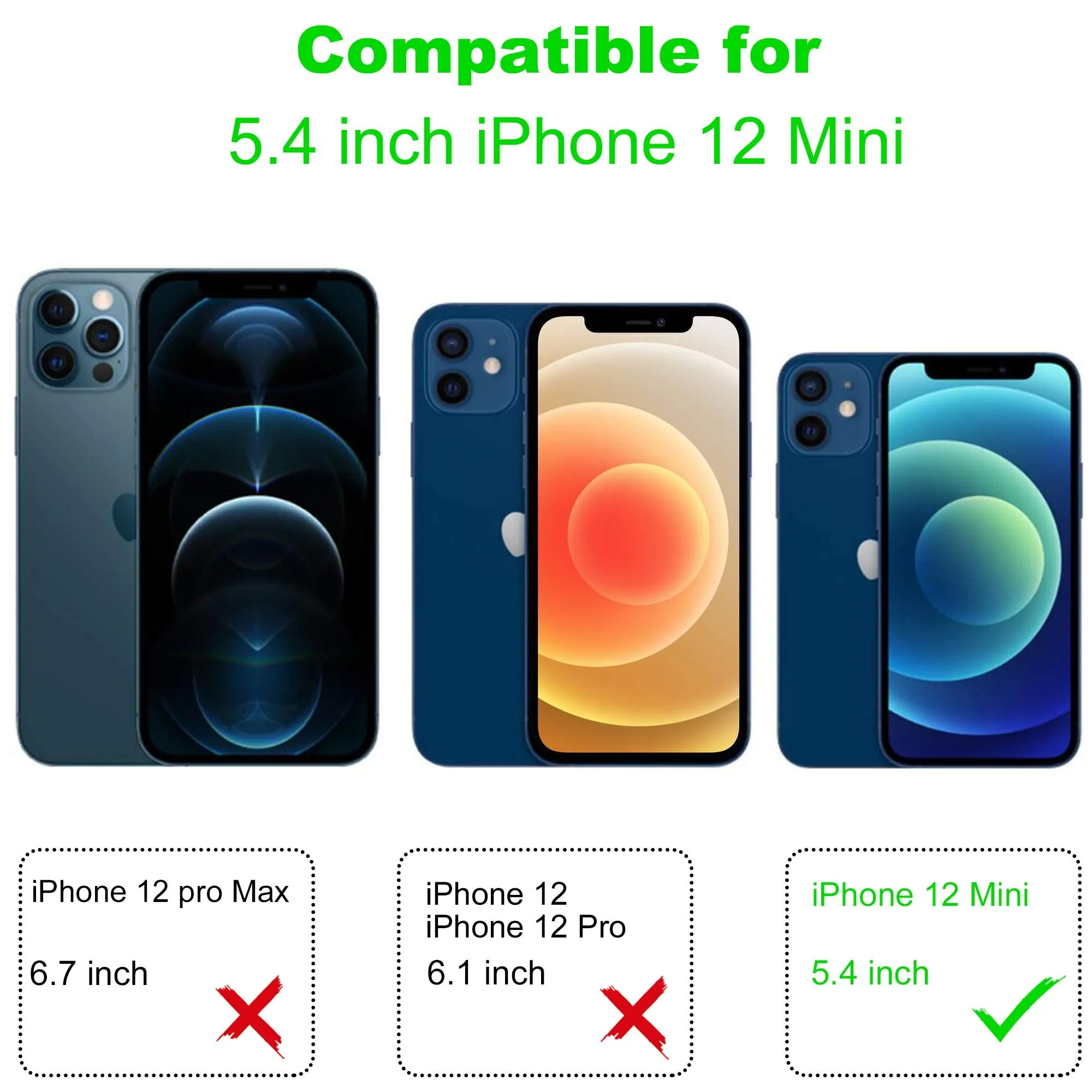 Arae 2 Pack Camera Lens Protector for iPhone 12 Mini   2 Pack Privacy Screen Protector, HD Tempered Glass Anti Spy Anti Scratch Work with Most Case, 5.4 inch