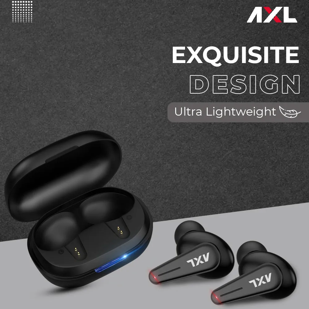 AXL EB05 Alpha TWS Earbuds with 20 Hours Total Playtime, BT 5.0 Dual Pairing, Passive Noise Cancellation and Lightweight Earphones (Black/White)