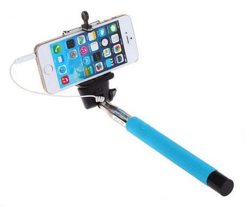 Black 3.5mm Extendable Selfie Wired Stick Phone Holder Remote Shutter Monopod For smartphone iphone