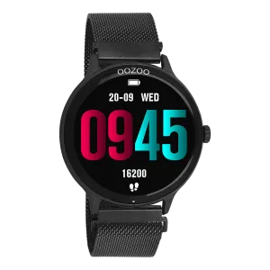 Black OOZOO smartwatch with black metal mesh bracelet - Q00139