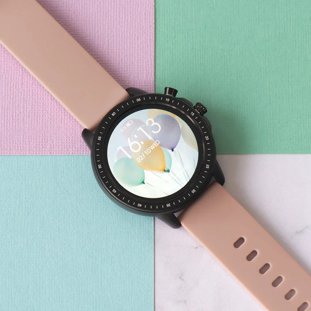 Black OOZOO smartwatch with pink grey rubber strap - Q00329