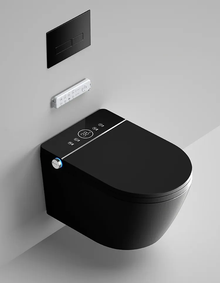 Black Smart LED Luxury Wallmount Bidet Toilet