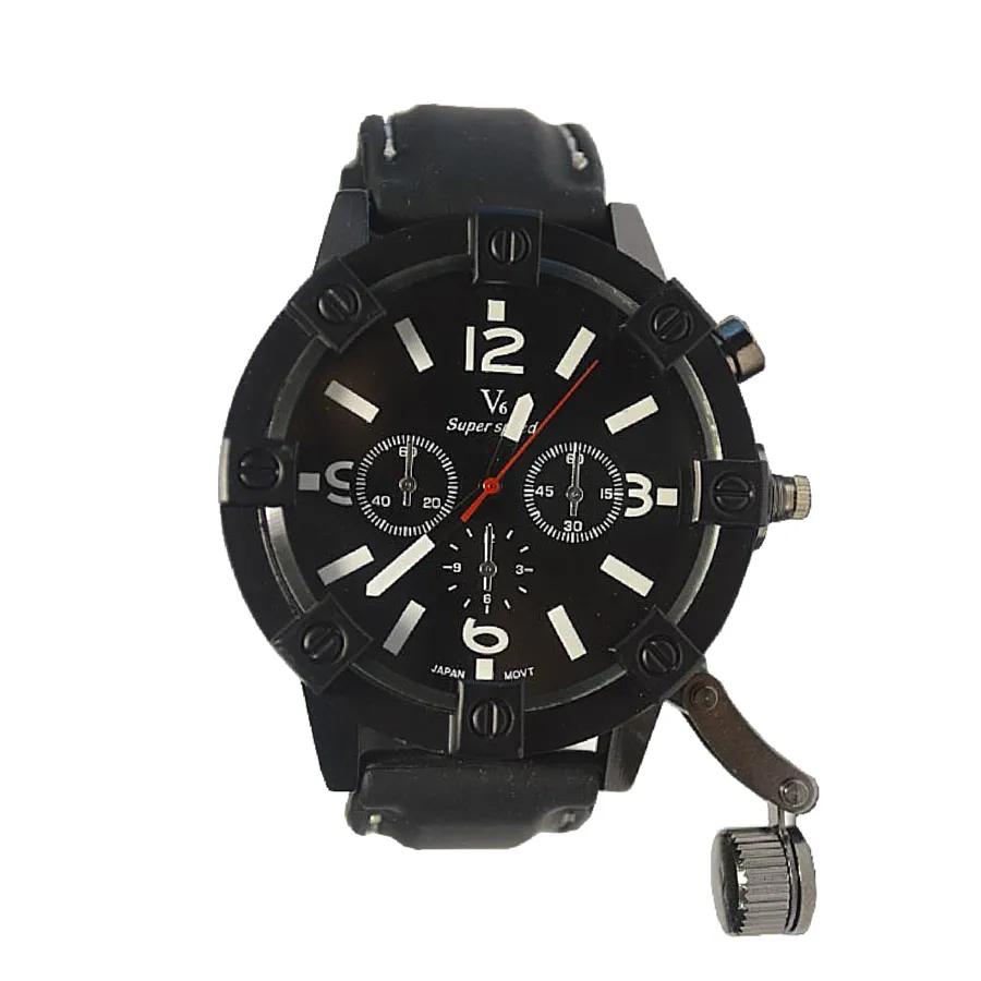 Brav Edgy Men's Black Rubber Strap Watch