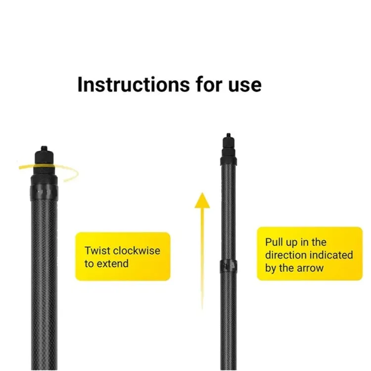 Carbon Fiber Extended Monopod Invisible Selfie Stick For Insta360  / DJI Action / GoPro / Xiao Yi Sports Camera