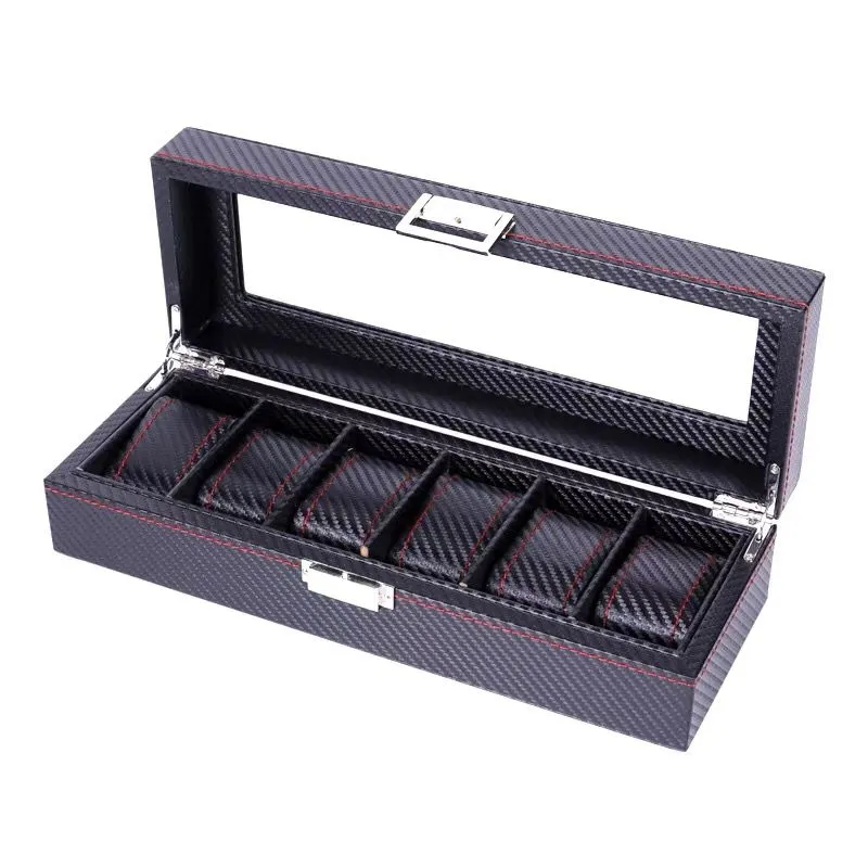 Dante Carbon Fiber Style Watch Box Organizer 6-12 Slots