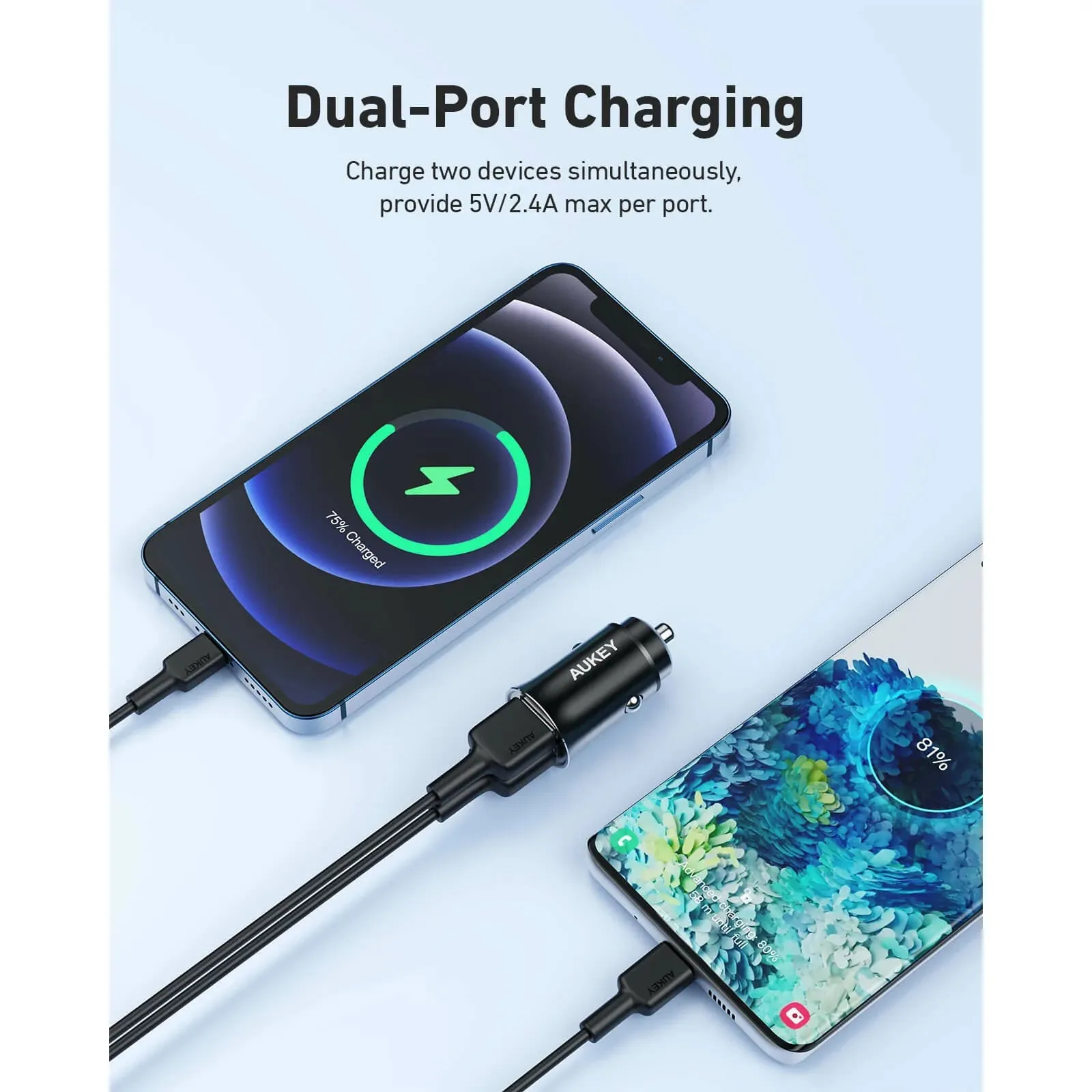 Dual USB-A Metal Car Charger 24W