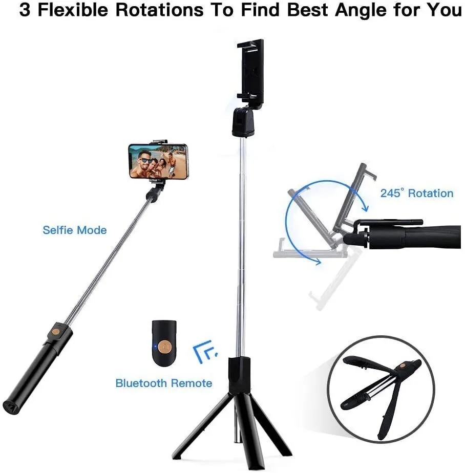 Extendable Selfie Stick Monopod Tripod Wireless Remote Shutter For Cell Phone