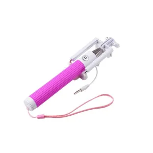 Fashion Extendable Wired Remote Shutter Selfie Stick Monopod For iPhone Smartphone - Pink