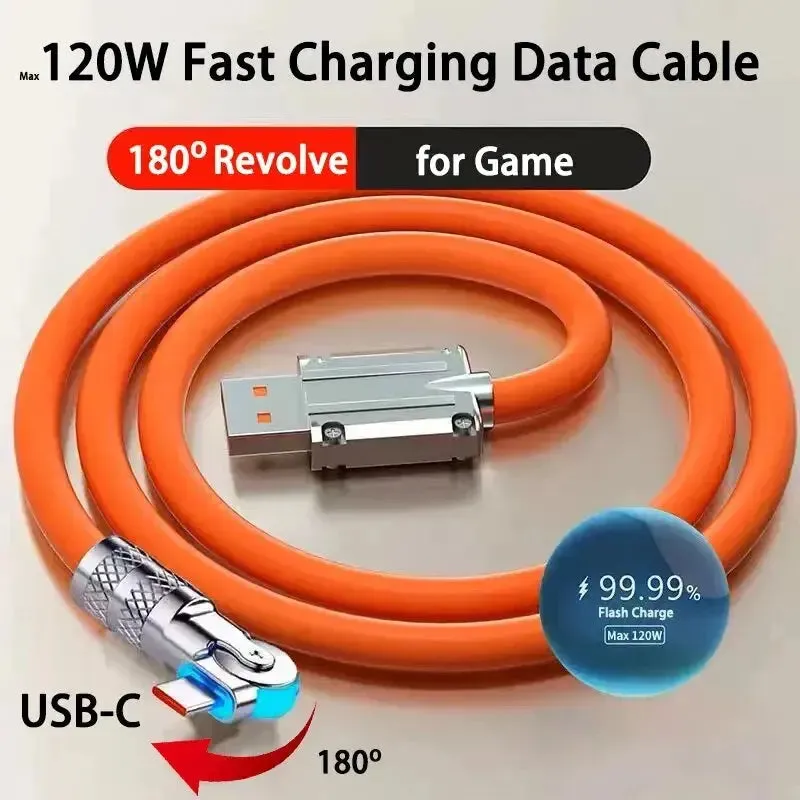 Fast Charge USB Type C Cable 180 Degree Rotation