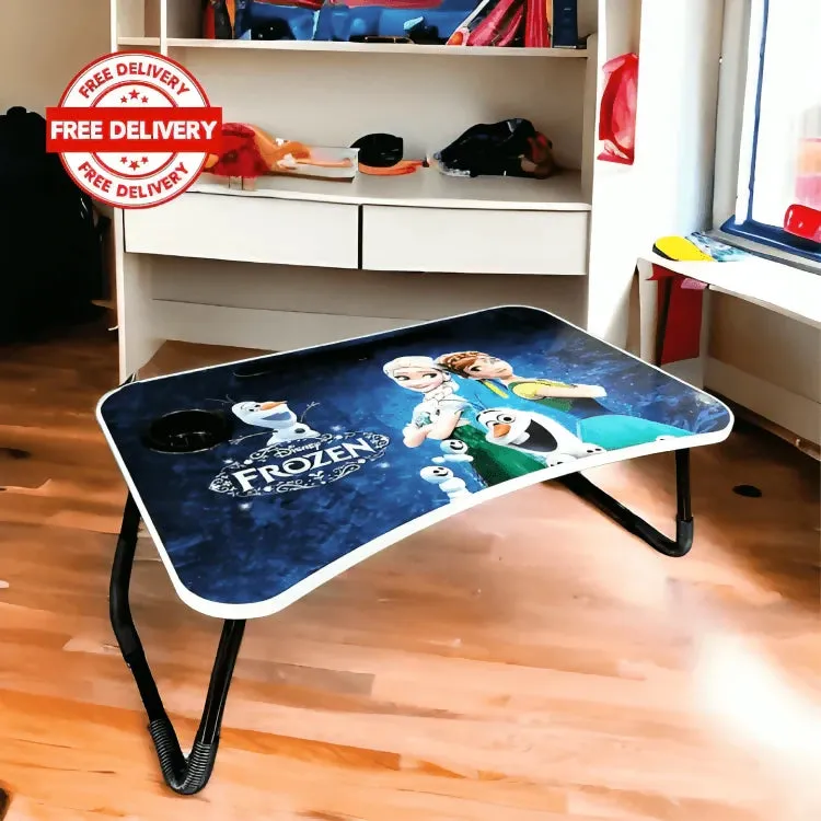 Frozen Printed Laptop Table For Kids | Wood Portable Laptop Desk | Folding Home Laptop Desk For Bed & Sofa