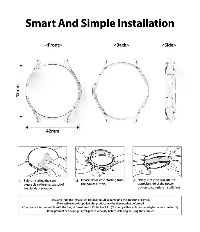 Galaxy Watch 4 Classic 46mm Case Slim Clear and White by Ringke