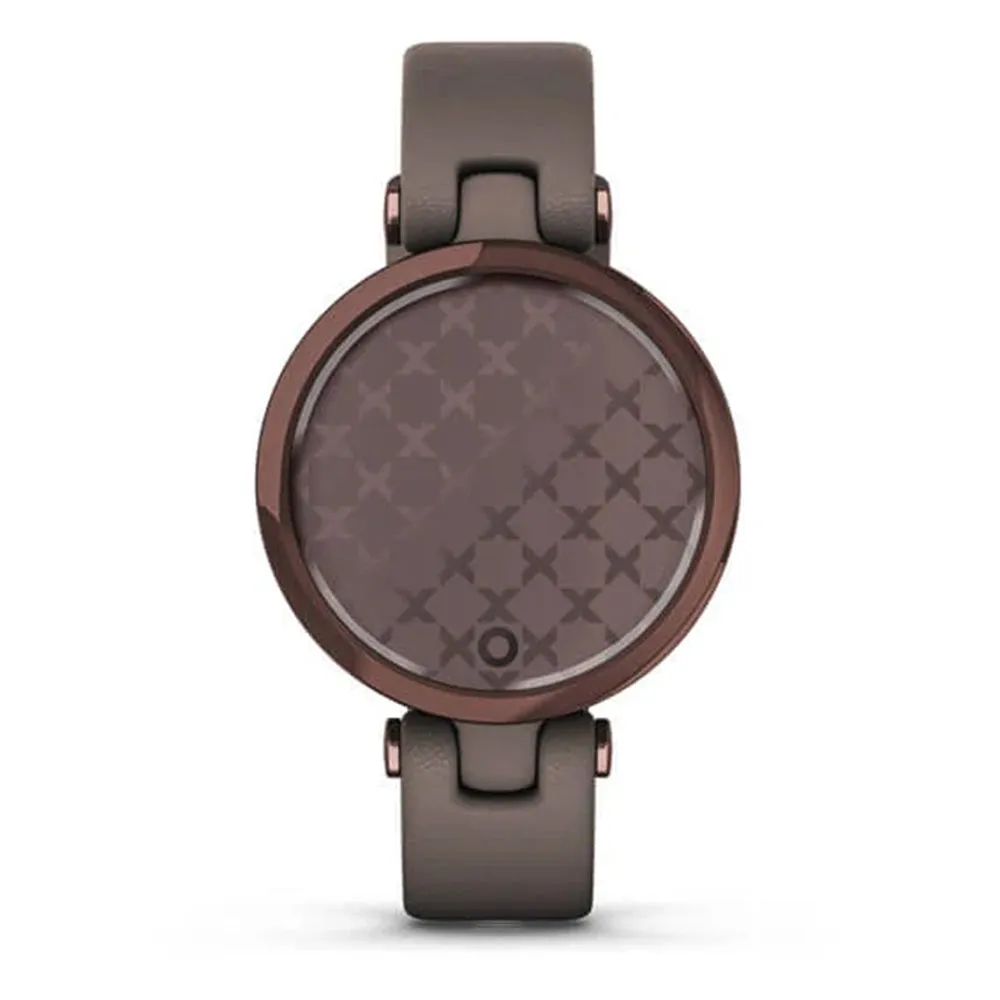 Garmin Lily Small GPS Touchscreen Patterned Lens Dark Bronze Bezel with Paloma Case and Italian Leather Band Smartwatch - 010-02384-A0