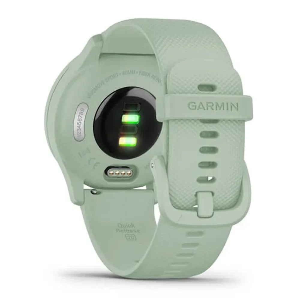 Garmin vivomove Sport Light Green Cool Mint Case and Silicone Band with Silver Accents Touchscreen Smartwatch- 010-02566-03