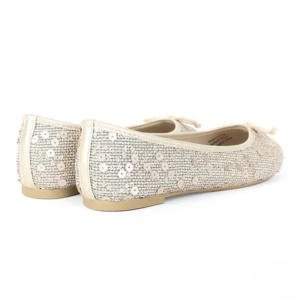 GIRLS SEQUIN BALLERINA SHOE - BEIGE