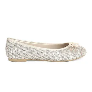 GIRLS SEQUIN BALLERINA SHOE - BEIGE