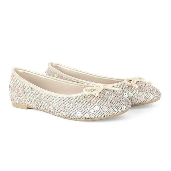 GIRLS SEQUIN BALLERINA SHOE - BEIGE