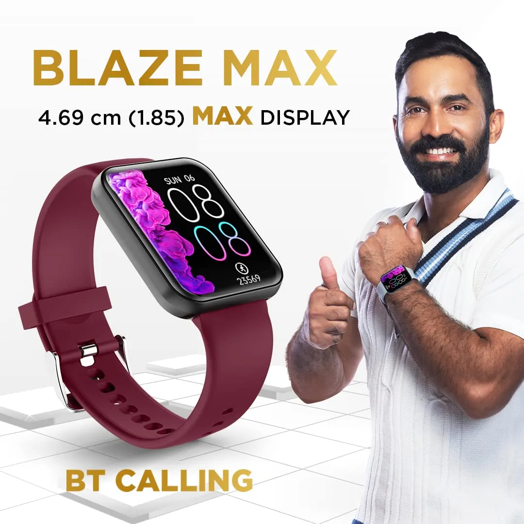 GIZMORE Gizfit Blaze Max 1.85" IPS Display with 240 x 280 px | 450 NITS Brightness BT Calling Edge to Edge Display, Voice Assistance, Bluetooth Smartwatch (Burgundy)