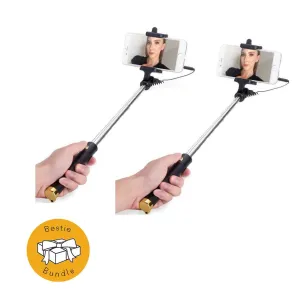 Gold Extendable 2x Selfie Stick (Android ios iPhone 6/6s 7 plus) - Bestie Bundle