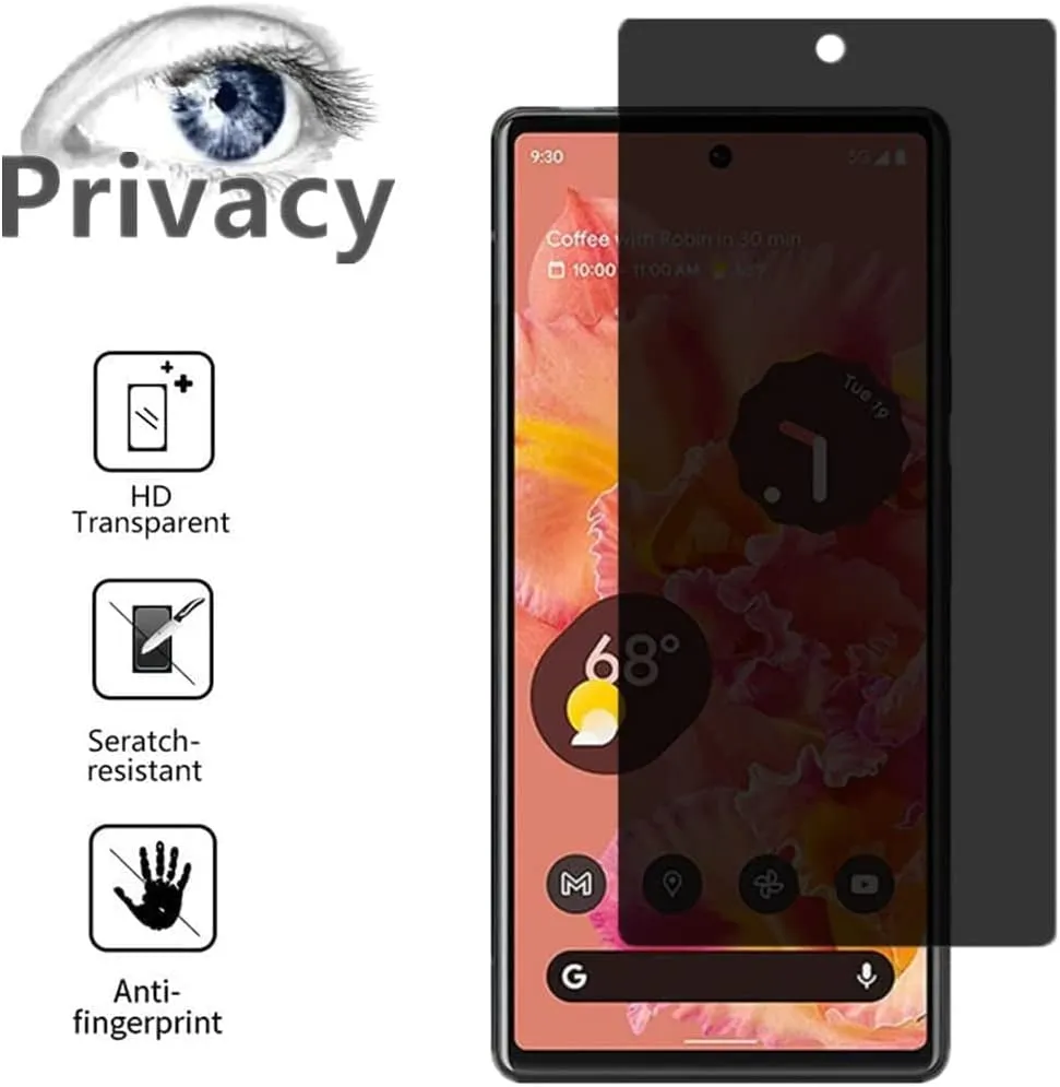 Google Pixel 7 Privacy Screen Protector Tempered Glass Screen Black