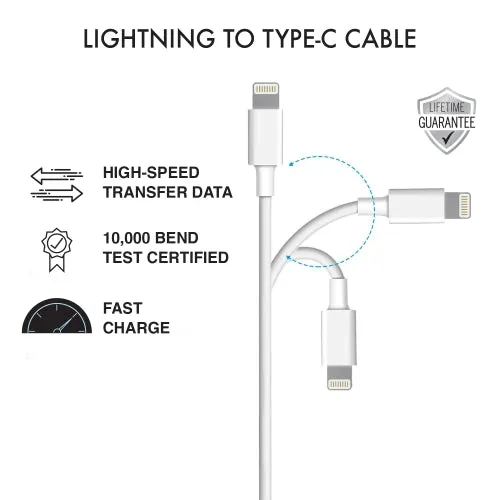 iHip 3ft PVC Lightning to Type-C Charging Cable