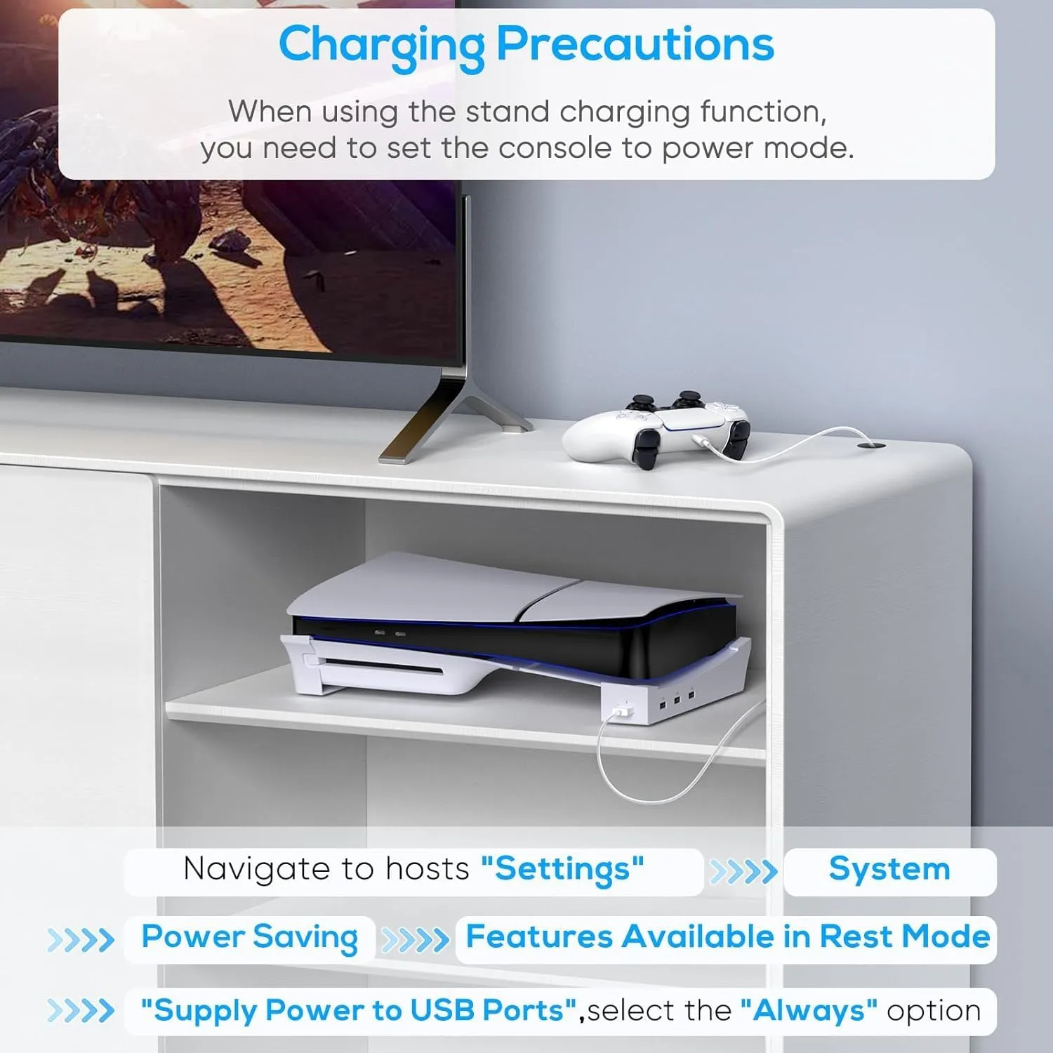 ipega Playstation 5 PS5 Slim Horizontal Stand with 4 USB Ports