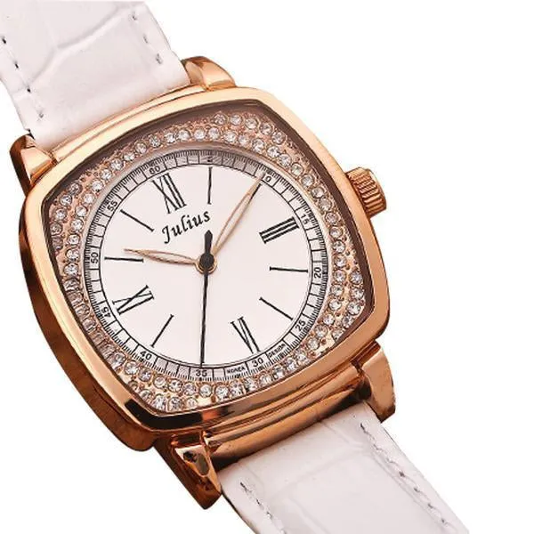 JS Glans Crystal Leather Women Watch