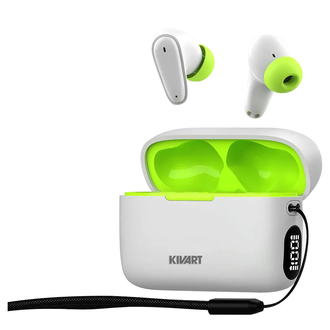 Kivart Victory TWS Wireless Earbuds | 20 Hours playtime | Bluetooth 5.0 | 10mm Drivers | IPX5 Sweat Resistant | Digital LED Display | Carrying Strap Included