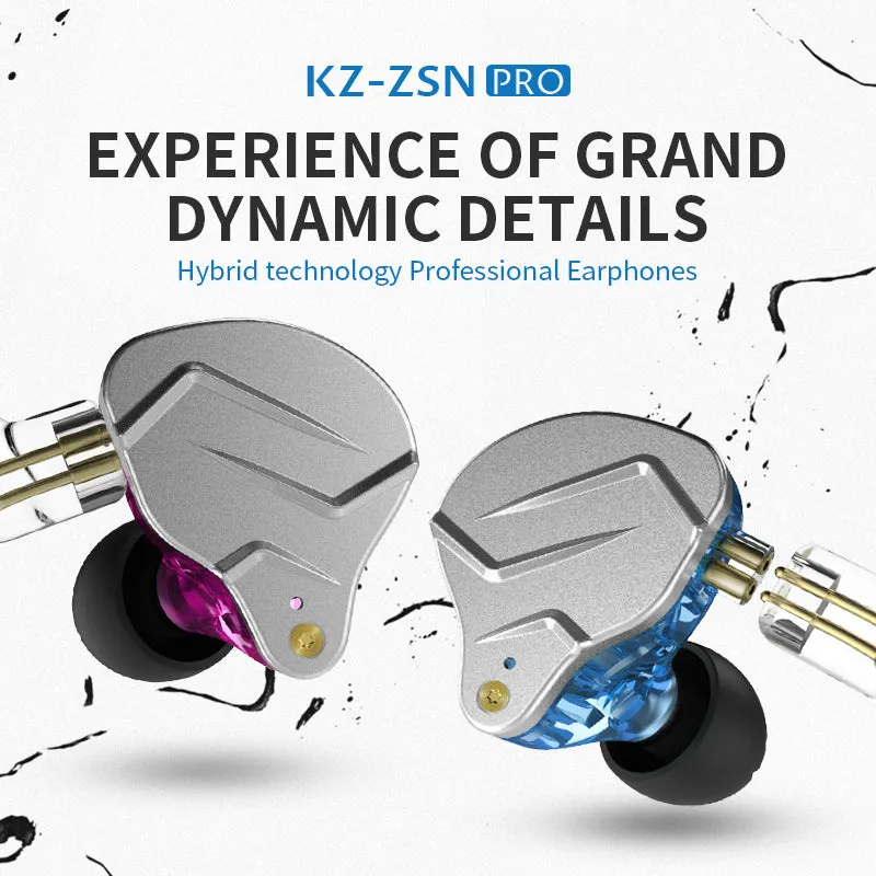 【KZ ZSN Pro】 In Ear Monitors IEM Earphones with Hybrid 1DD 1BA Wired Earbuds Headphones Gaming Earbuds Stereo Bass Sound