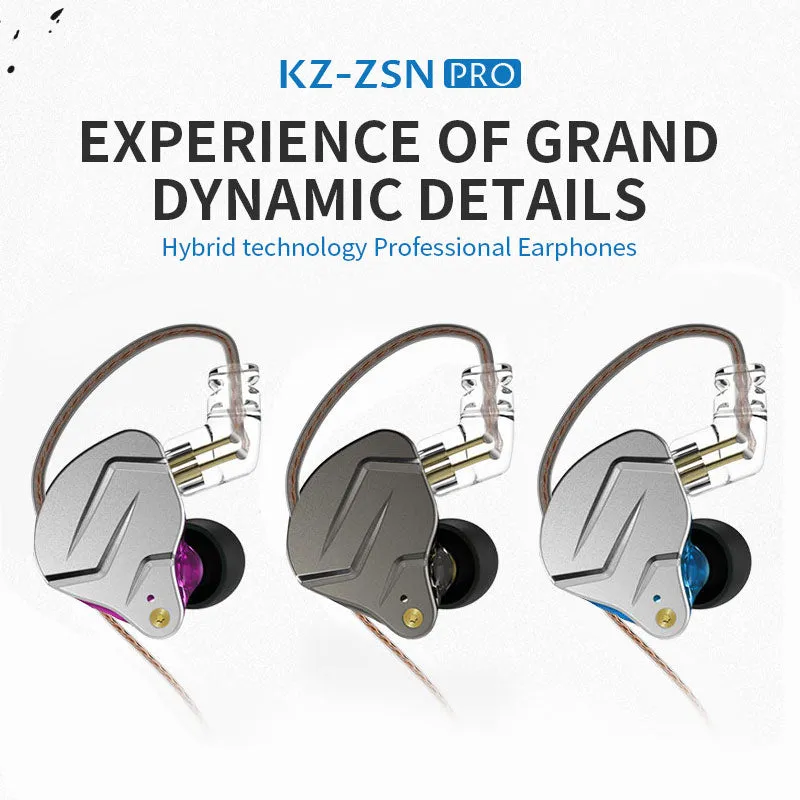 【KZ ZSN Pro】 In Ear Monitors IEM Earphones with Hybrid 1DD 1BA Wired Earbuds Headphones Gaming Earbuds Stereo Bass Sound