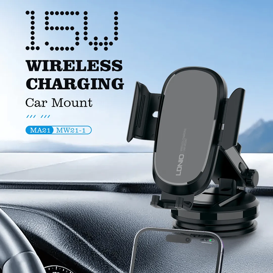 LDNIO 15W Wireless Charging Car Mount with Auto Clamp