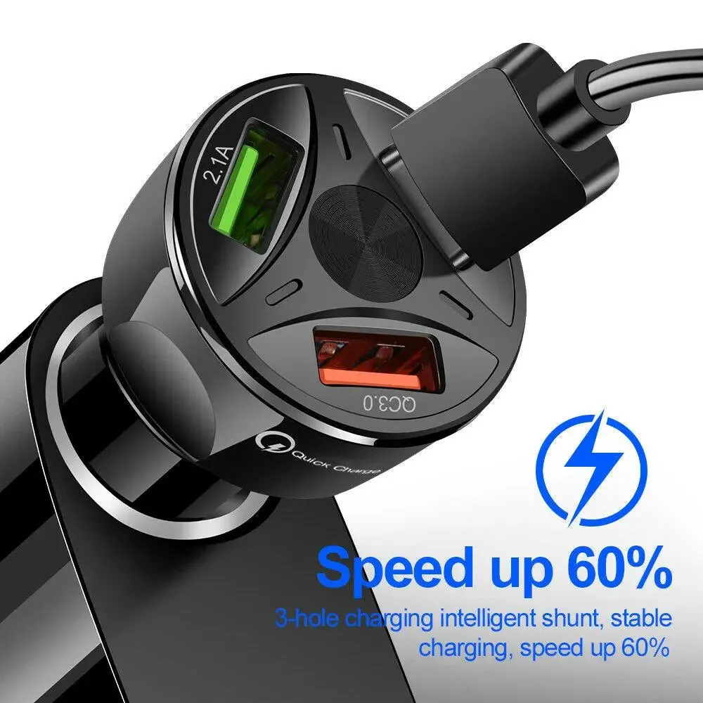 LED Fast Car Charger with USB C Android Cable Combo