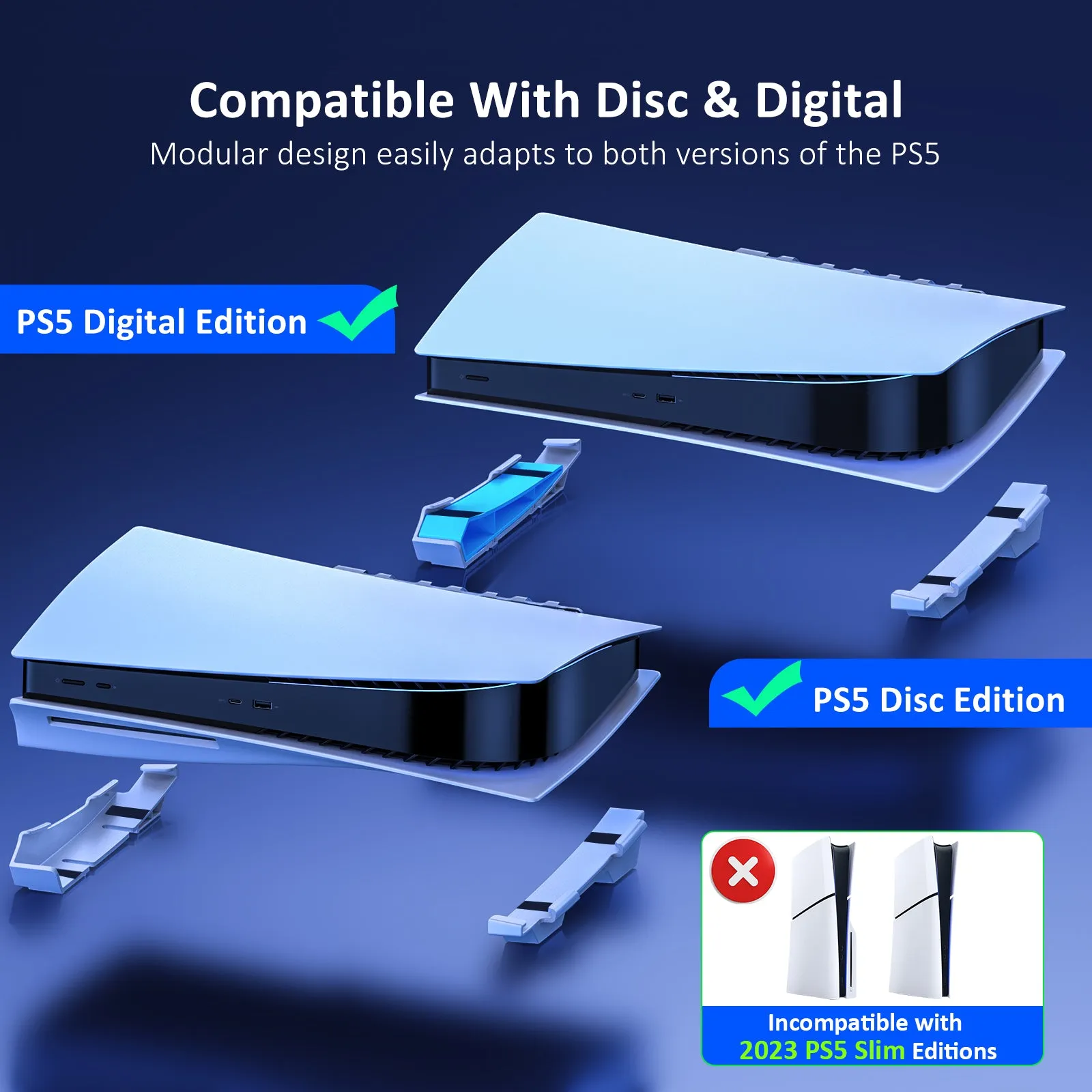 NexiGo PS5/PS5 Slim Horizontal Stand with Cooling Fan