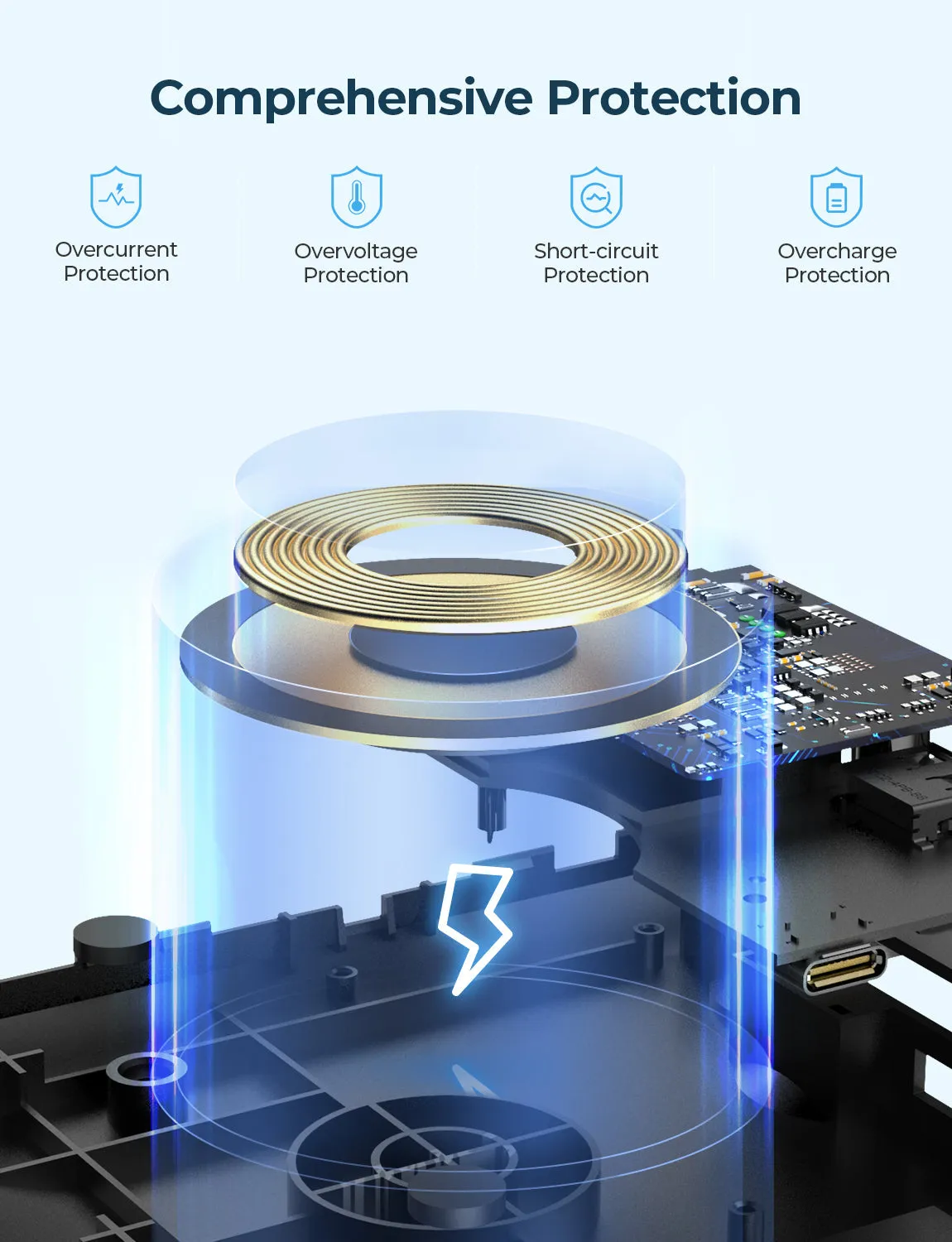 PA150ABUS 2 in 1 Wireless Charger With QC 3.0 Adapter